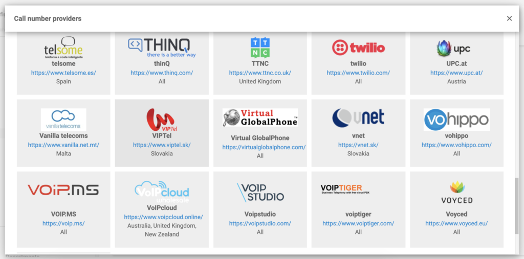 VoIPcloud in de lijst met VoIP-providers