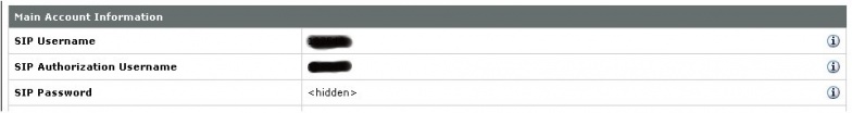VoIP.ms gebruikersnaam en wachtwoord in SIP-instellingen
