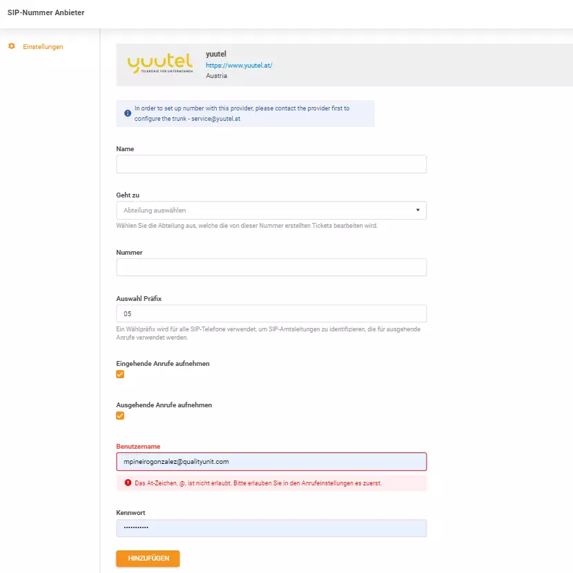 yuutel inloggegevens