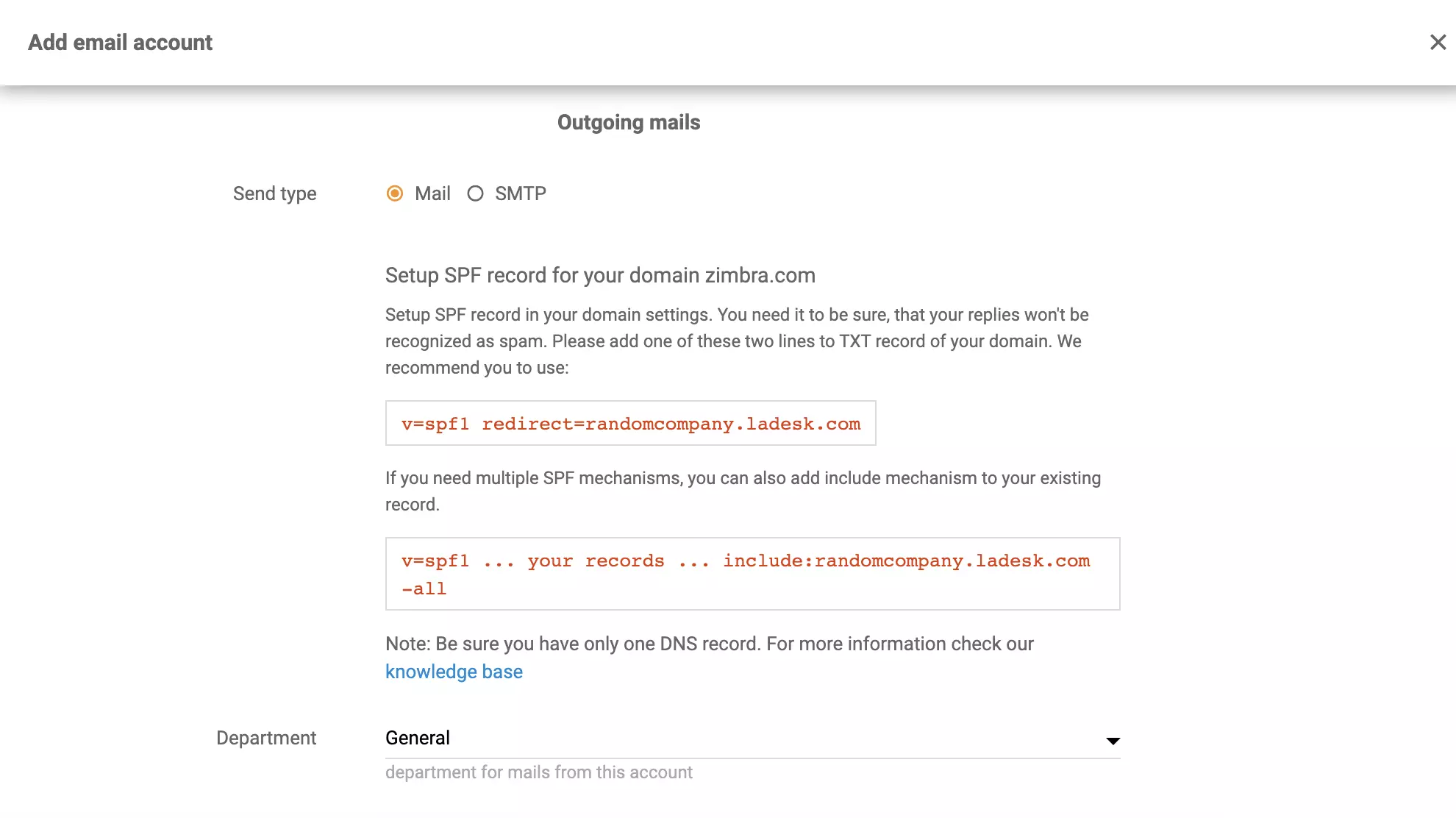 Zimbra-doorstuurinstelling