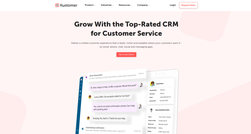Kustomer homepage