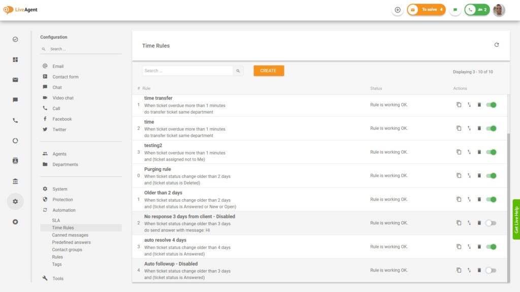 Automation rules to improve productivity