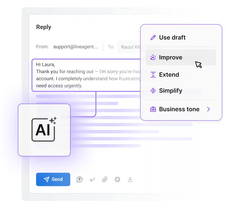 AI-antwoordcomposer die een help desk-antwoord opstelt