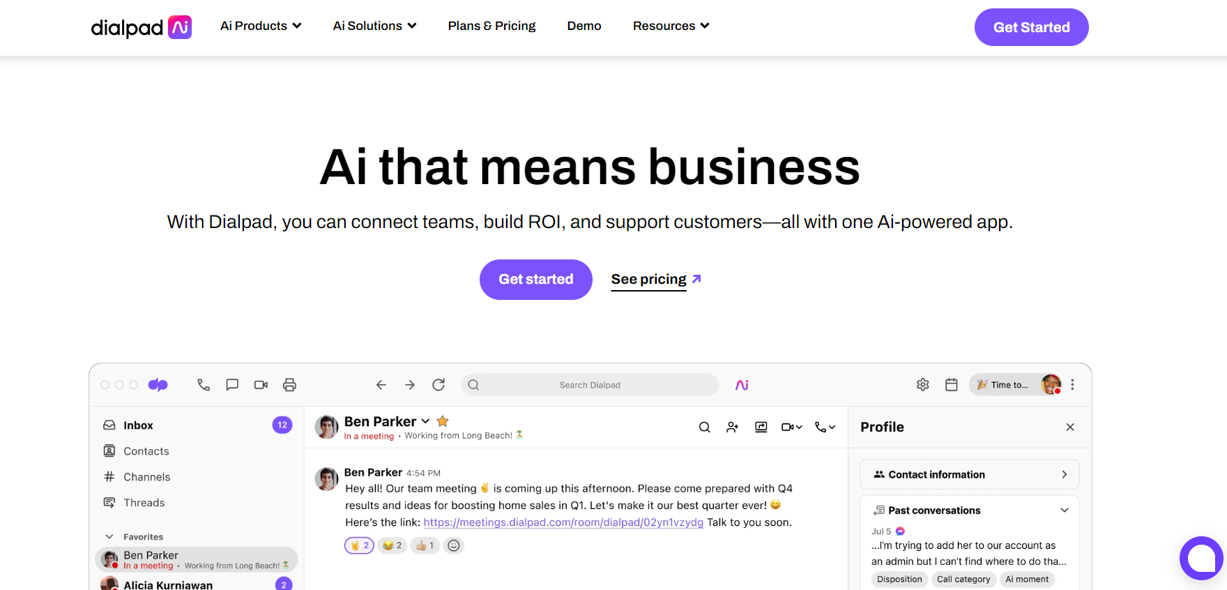Dialpad call center software homepage