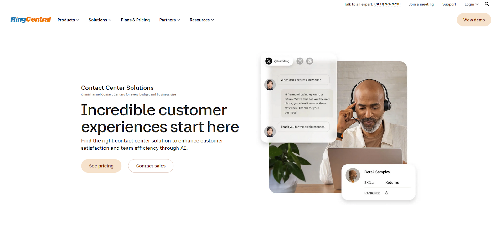 RingCentral Contact Center-softwarestartpagina