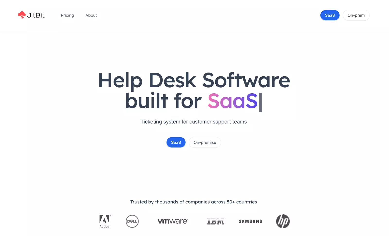 Jitbit ticketingsoftware homepage
