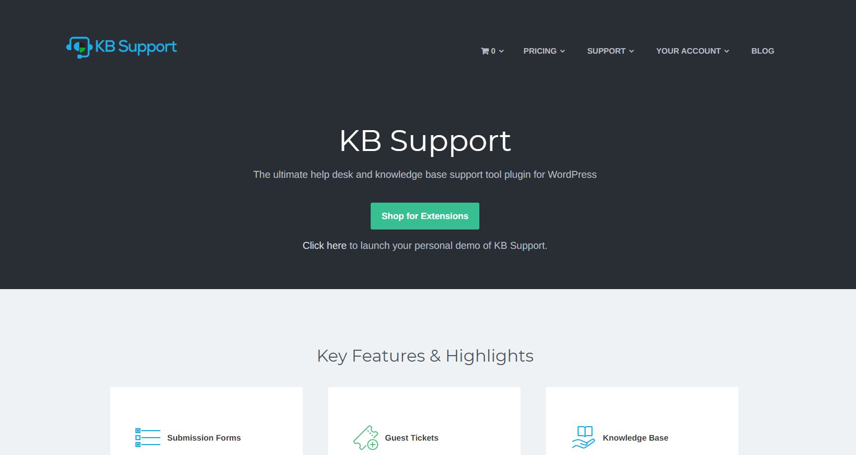 Kb-support ticketingsoftware homepage