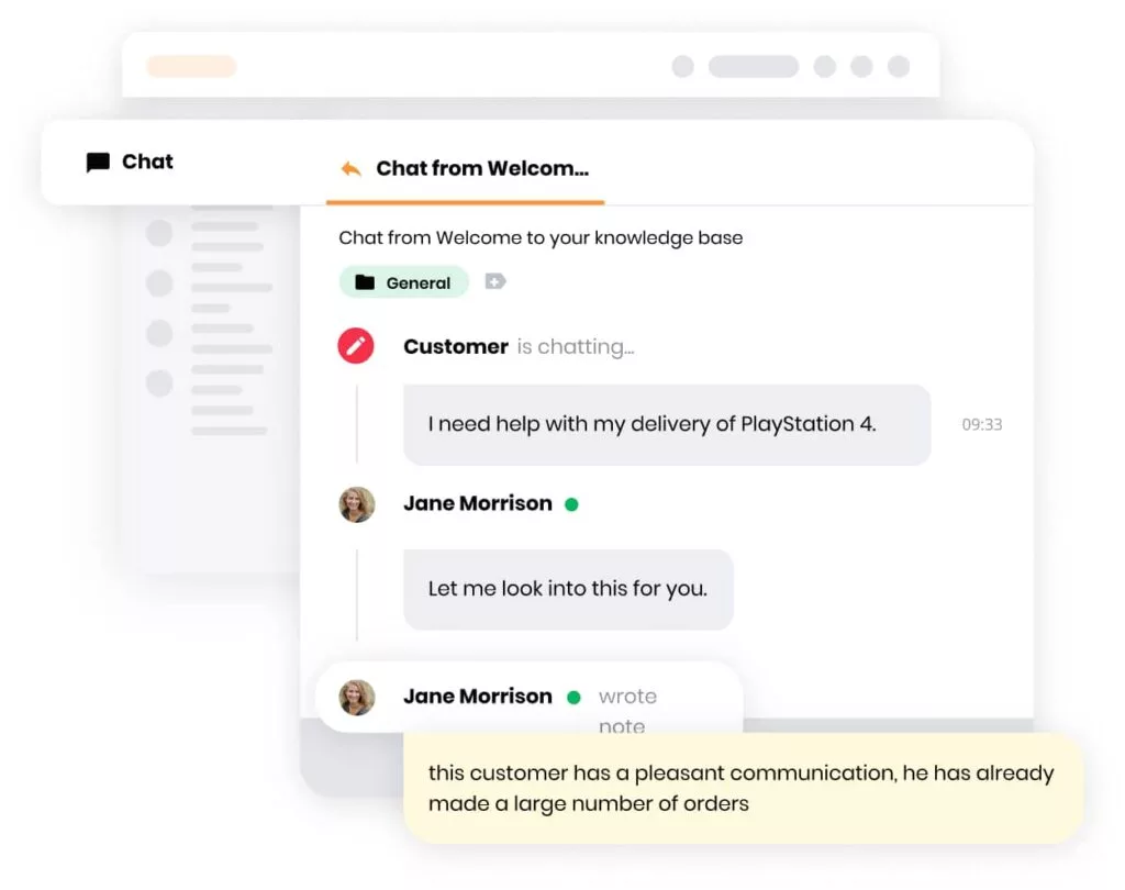 Afbeelding van de interne ticketfunctie van LiveAgent waarmee agenten intern kunnen communiceren en samenwerken aan taken
