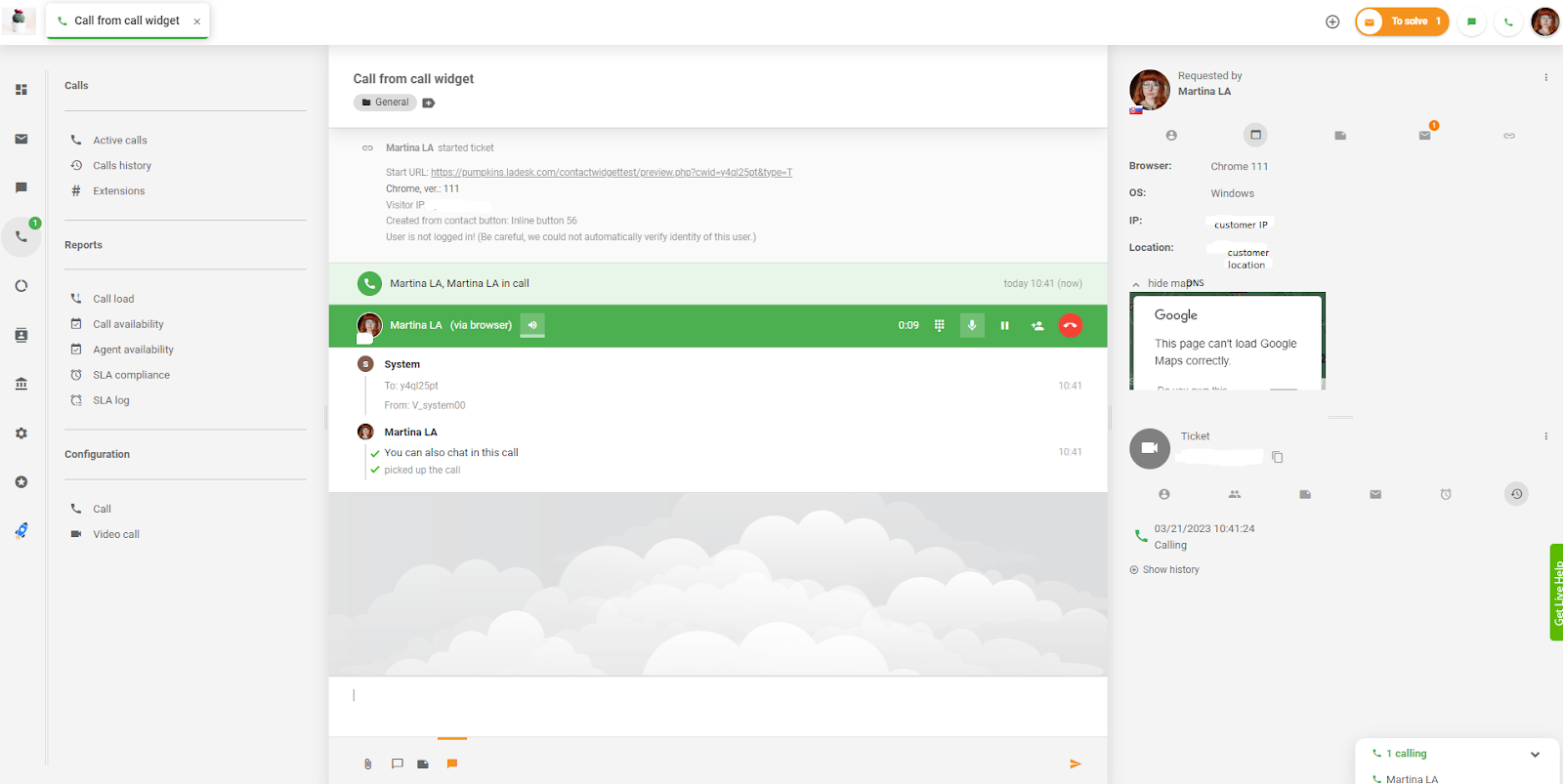 LiveAgent oproep van call widget