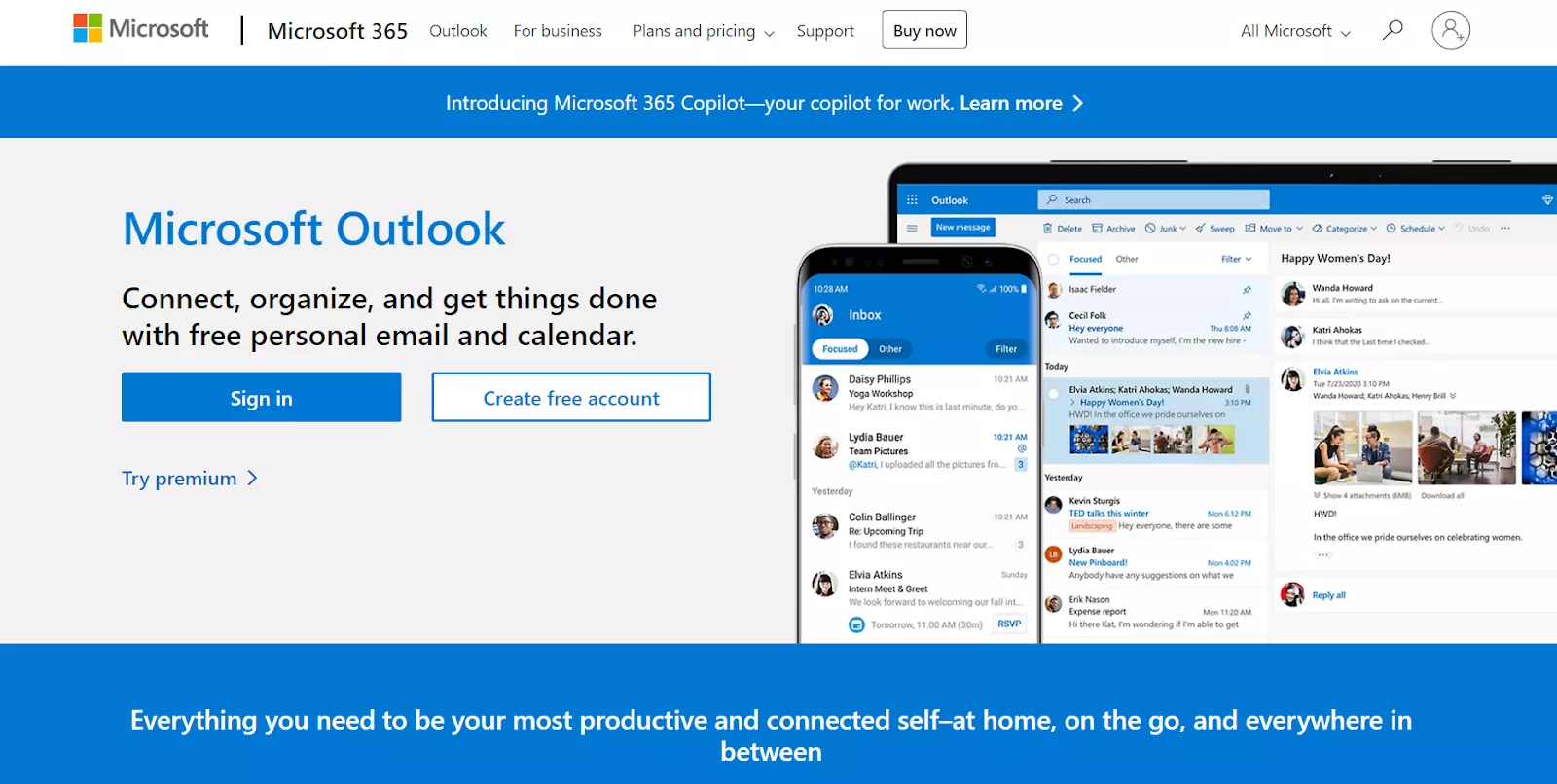 Microsoft Outlook-startpagina