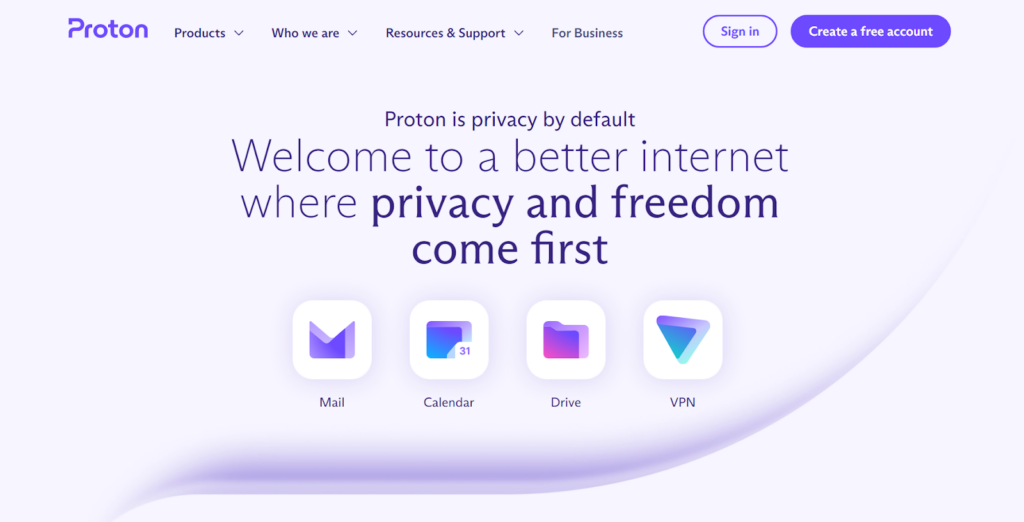 Proton Mail-startpagina