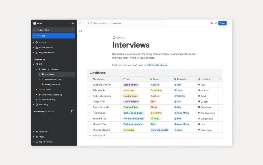 Voorbeeld van een kennisbank met Slite