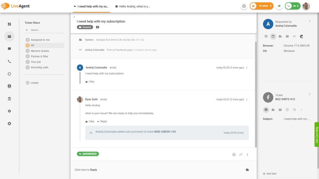 Antwoord op Facebook-opmerkingen rechtstreeks vanuit LiveAgent
