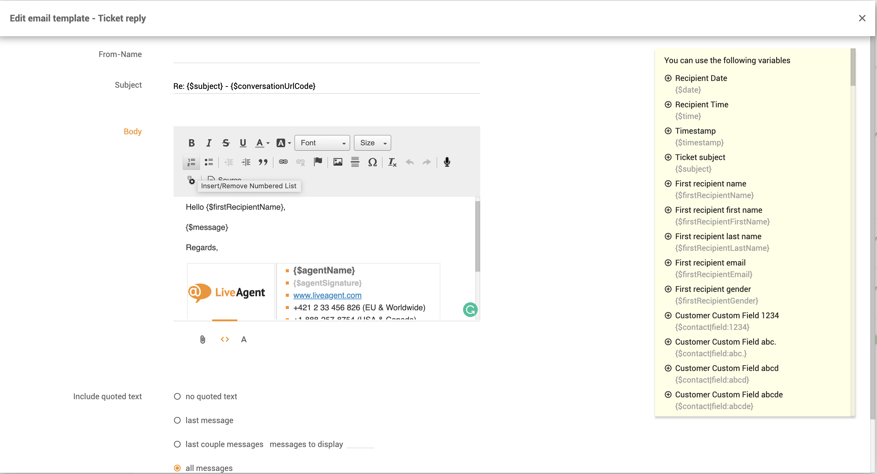 E-mailsjabloon aanpassing