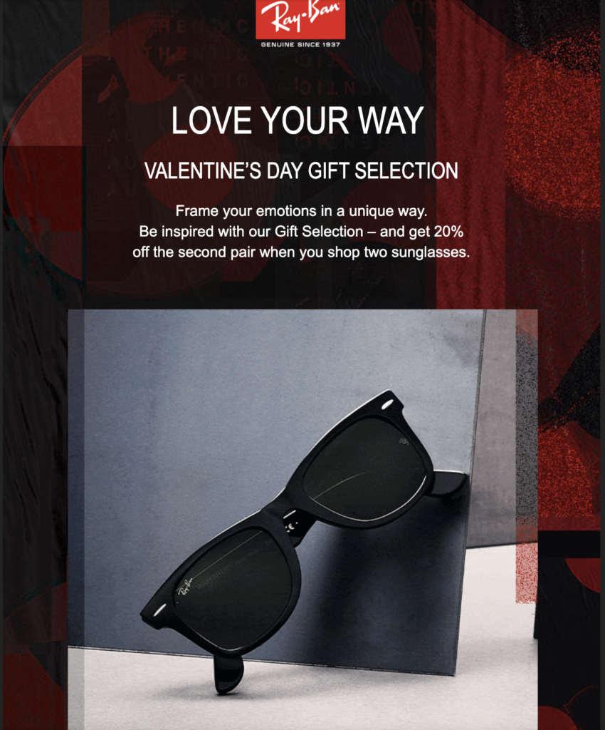 RayBan Valentijnsdag e-mailcampagne