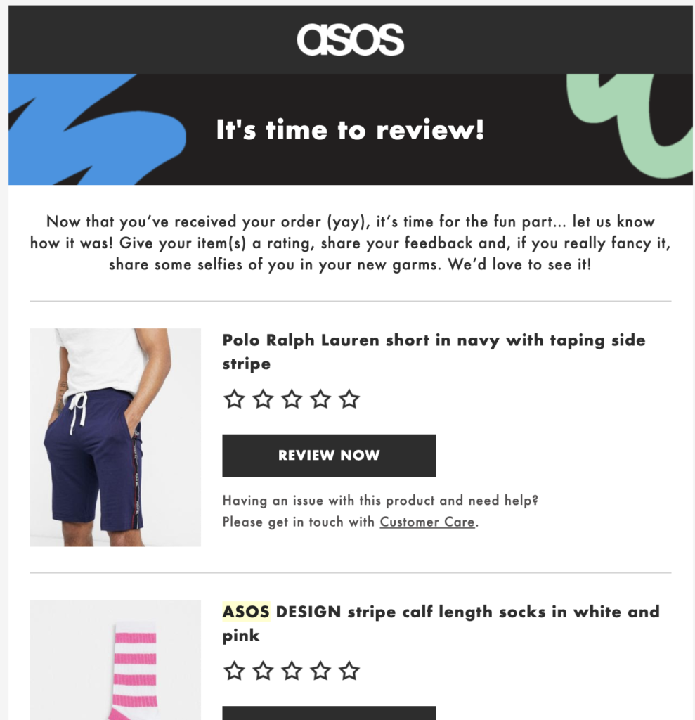 E-mailsjabloon na aankoop van ASOS