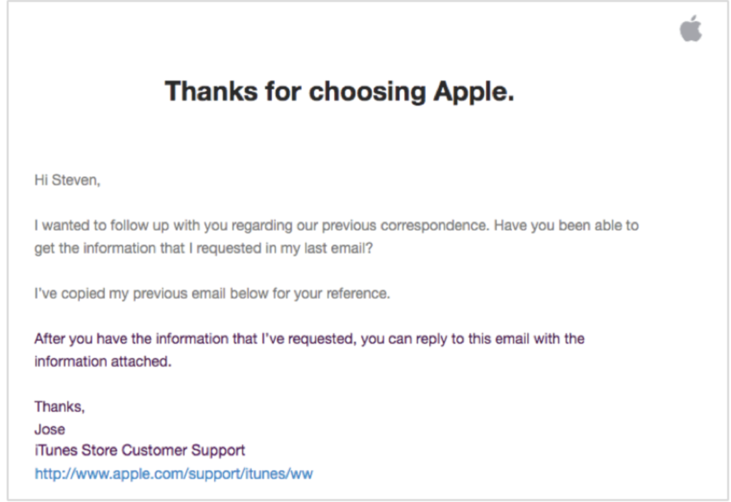 Apple vervolgmail