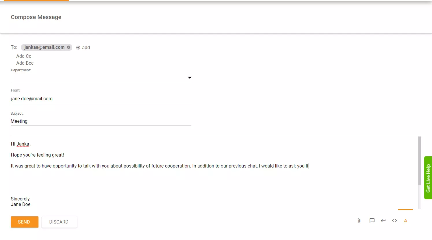 Voorbeeld van e-mailopening