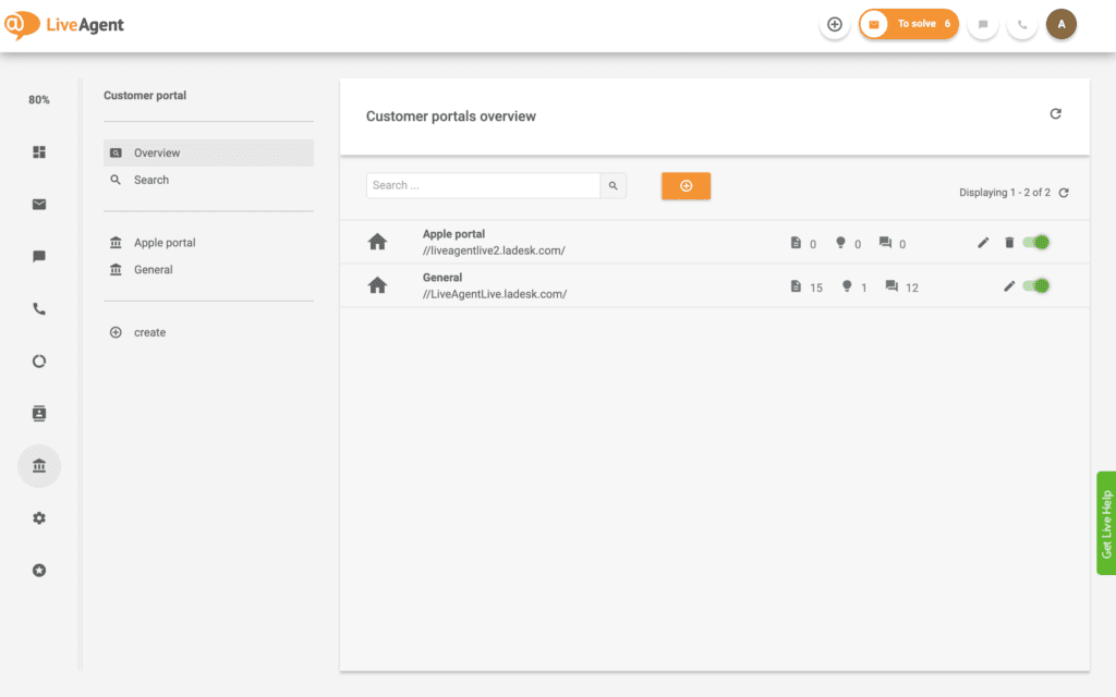 Meerdere klantportalen maken in LiveAgent