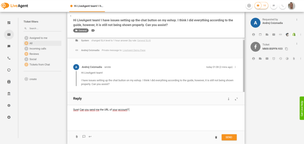 Antwoord geven op Facebook Messenger-berichten vanuit LiveAgent