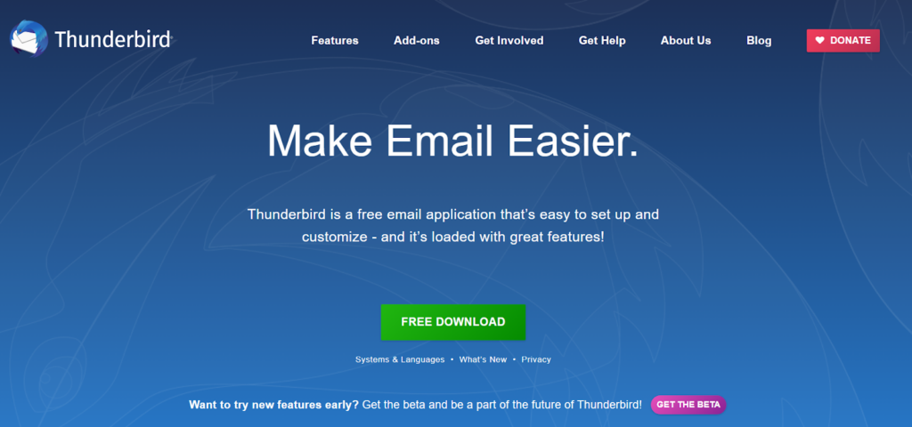 Thunderbird-startpagina