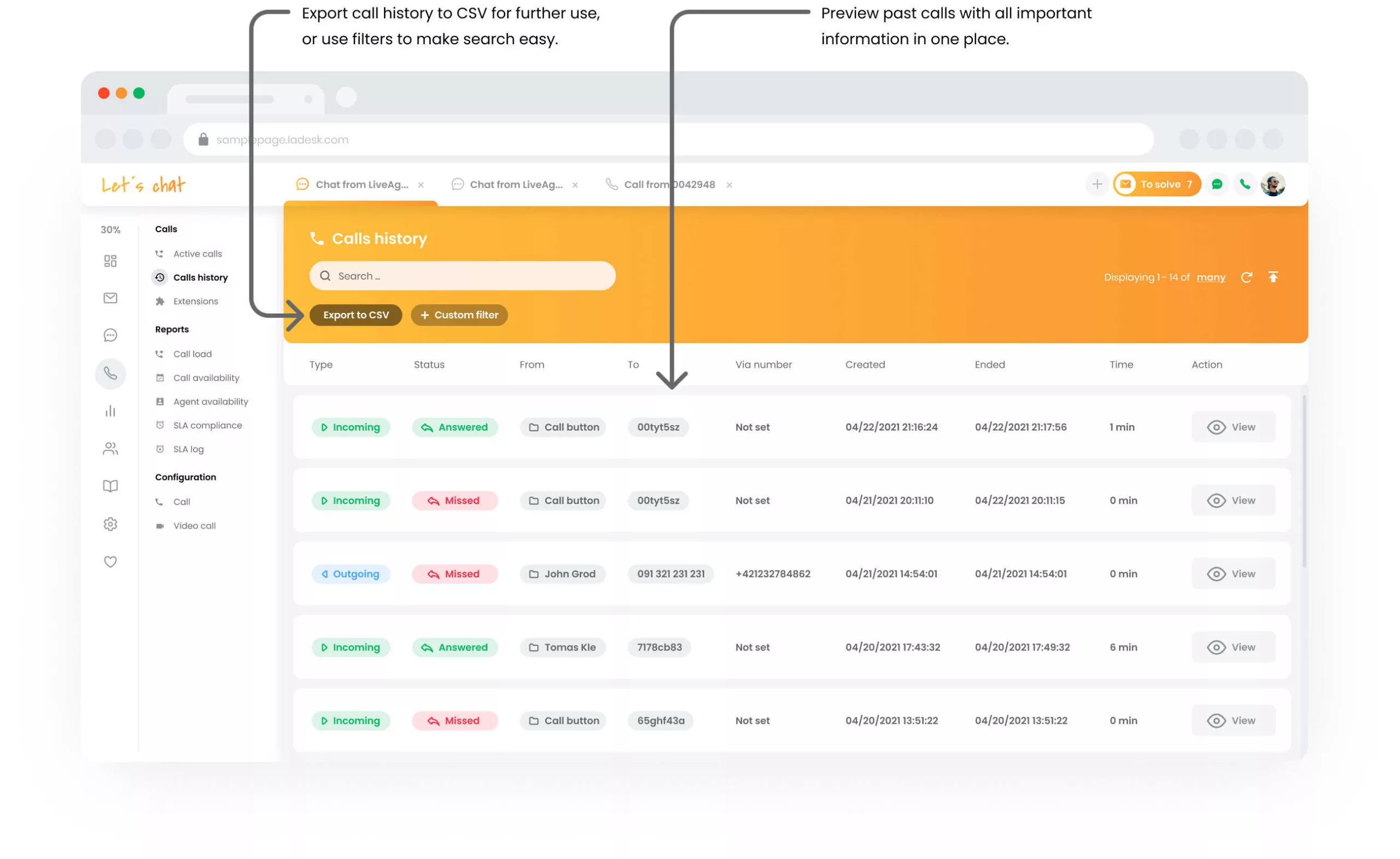 LiveAgent gespreksgeschiedenis
