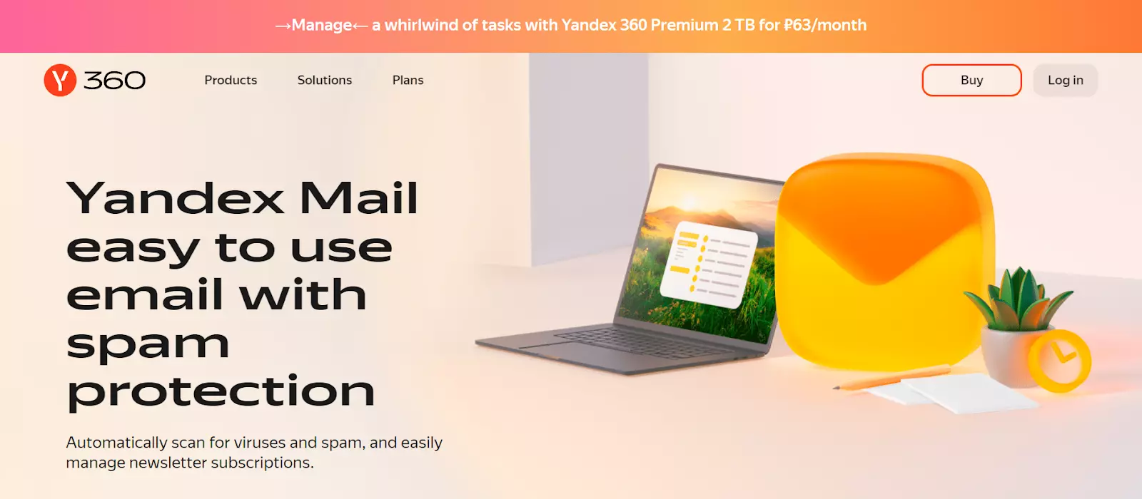 Yandex Mail-startpagina