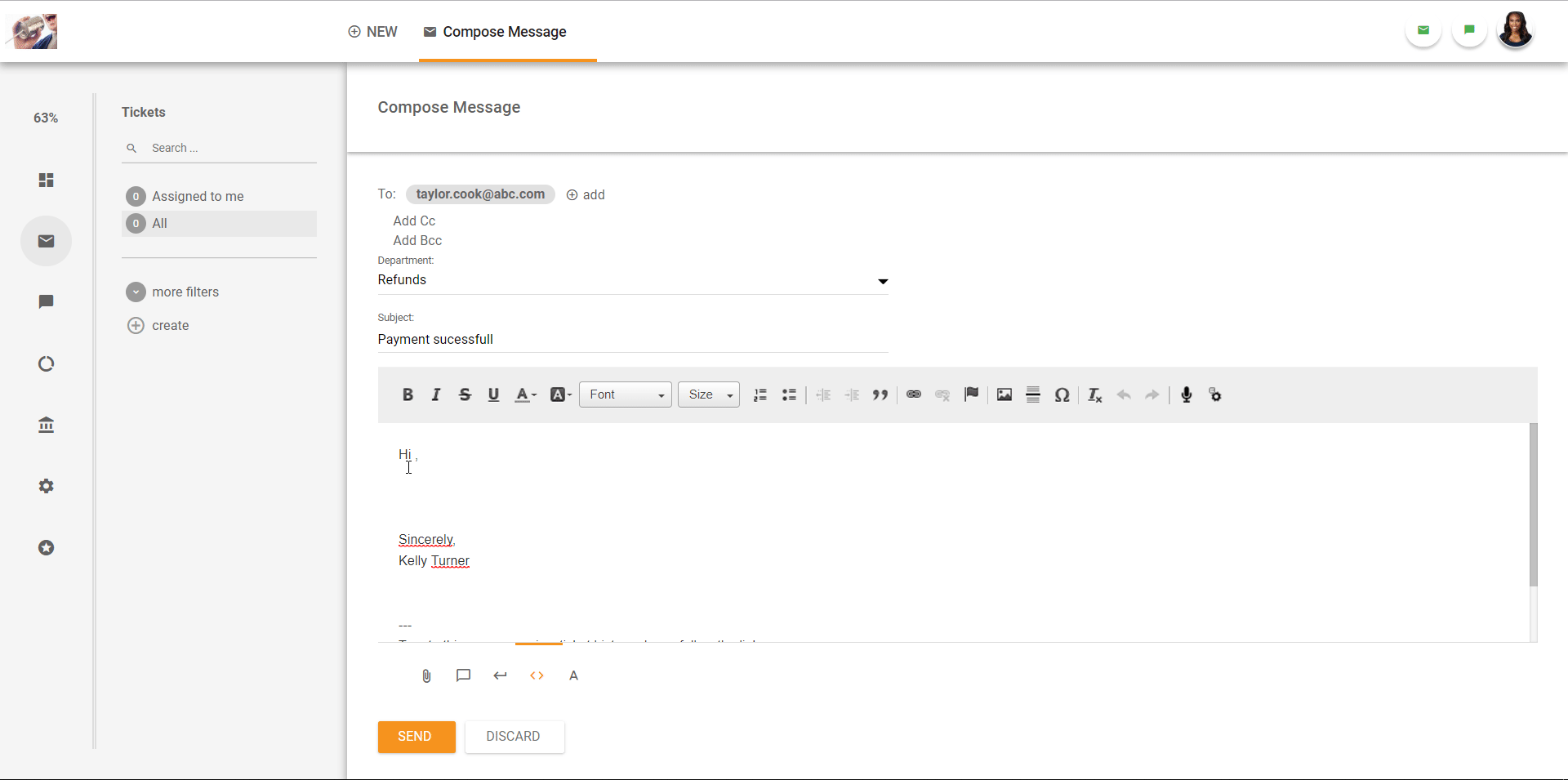Overzicht van de ticketinginterface in LiveAgent.