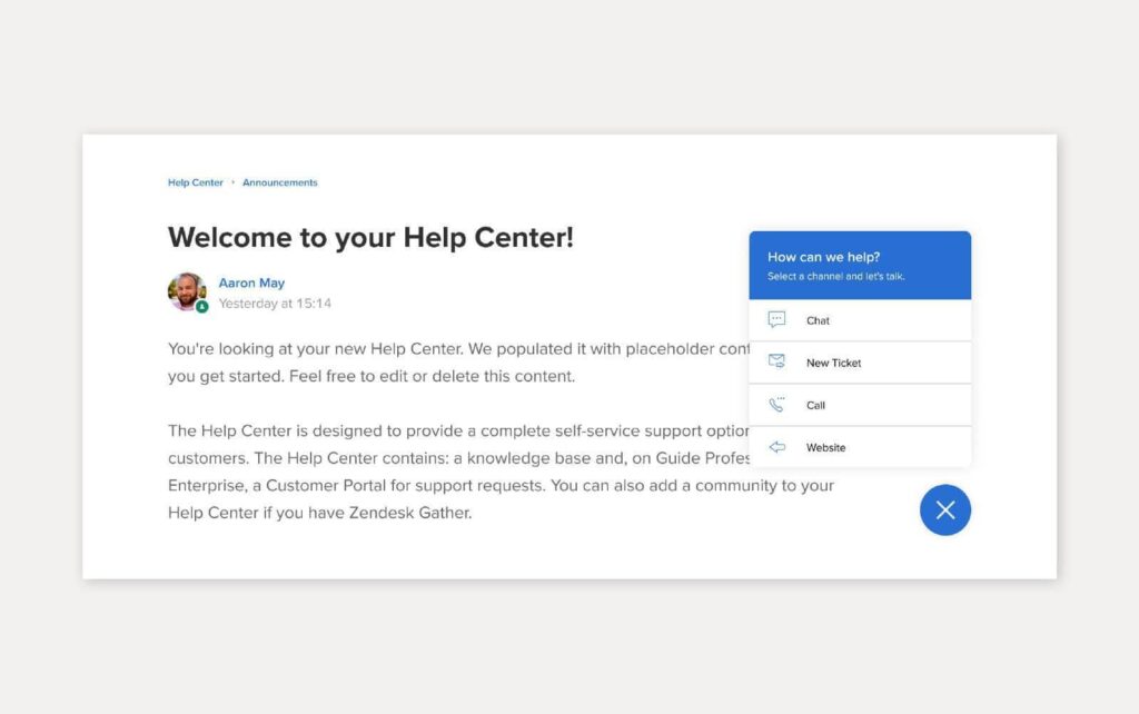Voorbeeld van kennisbank oplossing met Zendesk